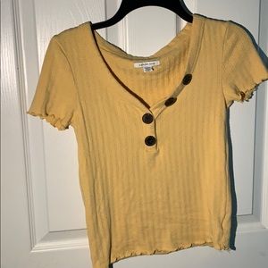 yellow american eagle button shirt